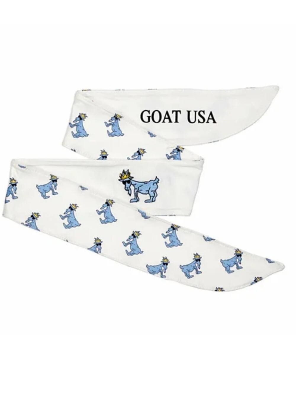 GOAT USA White Silk-Look Tie with Blue Goat Print